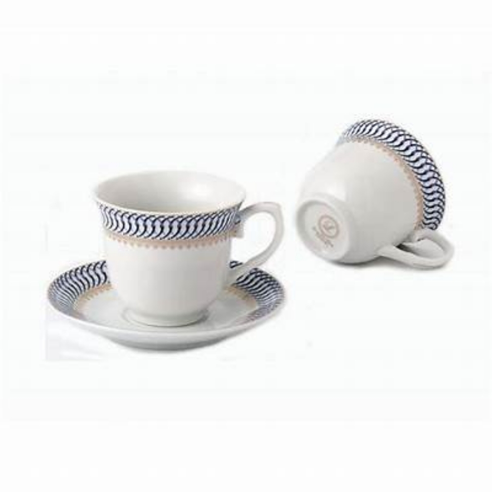 Lorren Home Trends 8 Piece 8oz Tea or Coffee Cup and Saucer Set, Service for 4